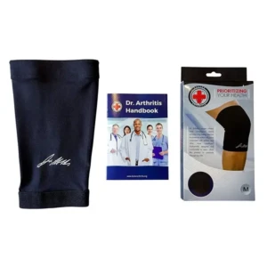 Copper Infused Knee Brace / Compression Sleeve / Support + Doctor Written Handbook (Single), (Black, L)