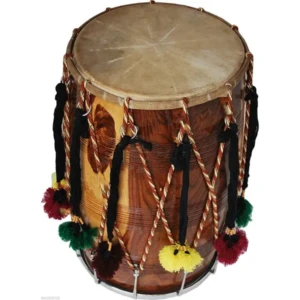 Dhol Full Size Drum Musical Instruments Handmade Punjabi Bhangra Natural Wood (Dark Brown)