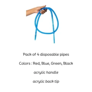 Disposable PVC Hookah Pipes – Pack of 4 Hoses | Easy to Fit on Any Sheesha | Use and Throw | Washable
