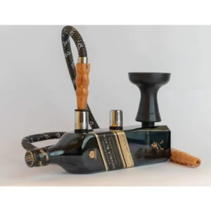 Double Black 700 Gram Iron Hookah Shisha Pot Black 12 inch Glass Hookah