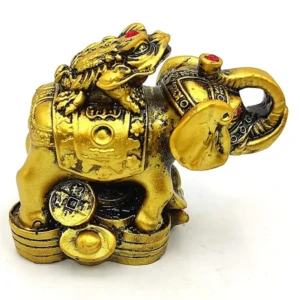 Feng Shui Elephant with Frog Symbol of Victory Good Fortune, Wealth, Strength, Wisdom & Success