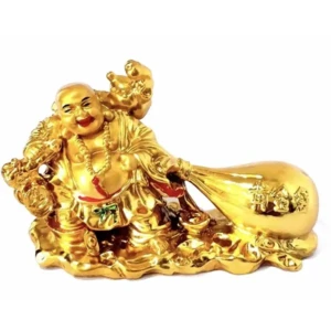 FENG Shui Laughing Buddha Drag Money potli Happy Man for Good Luck, Wealth, Prosperity at Home1 StoreEla.com