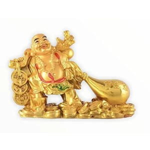FENG Shui Laughing Buddha Drag Money potli Happy Man for Good Luck, Wealth, Prosperity at Home