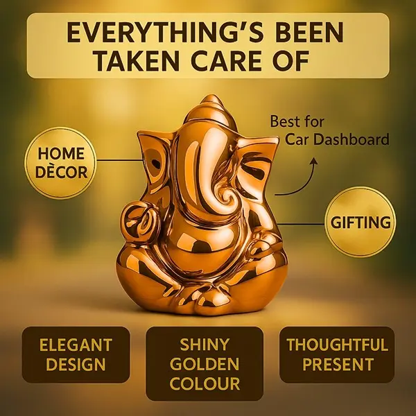 Ganesh Idol for Home Decor & Car Dashboard Ganesh Ji Murti Decorative Showpiece 10cm 5
