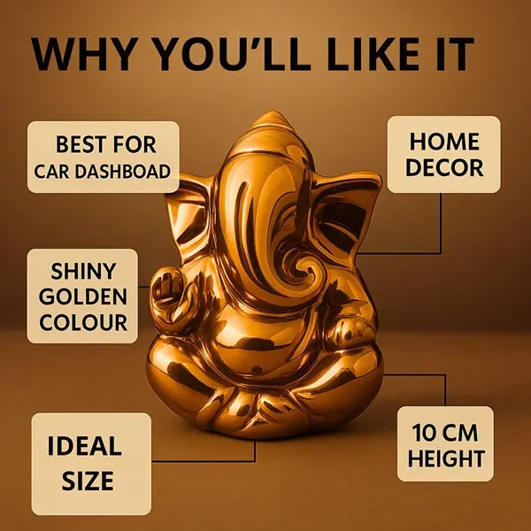 Ganesh Idol for Home Decor & Car Dashboard Ganesh Ji Murti Decorative Showpiece 10cm 8