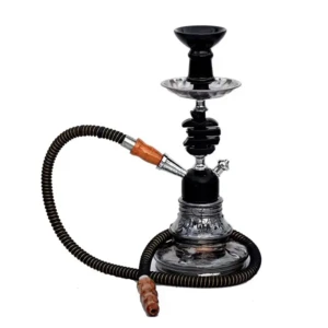 Glass and Metal Smoking Hookah with Ceramic Chillum Glass Hookah (Black)1