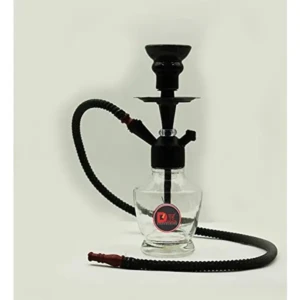 Glass Hookah Pot Transparent Gamla Shaped with Black Stem (12 Inches)1
