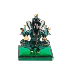 God Ganesh Sitting with Base Statue (Murti) Idol Showpiece Handmade of Crystal Glass 1