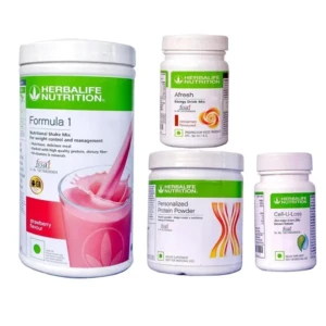 Herbalife nutrition weight loss package pack of 4 Strawberry 500 g, protein 200 g, cell u loss, afresh energy drink mix - (Cinnamon) 1