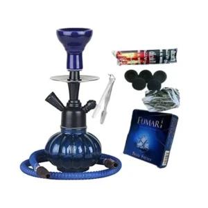 Hookah Pot Sky Blue with Silver Stem (Height 16 Inches)