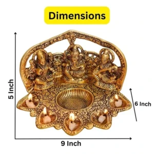 Laxmi Ganesh Saraswati Idol Diya Oil Lamp Deepak – Metal Lakshmi Ganesha Showpiece Statue