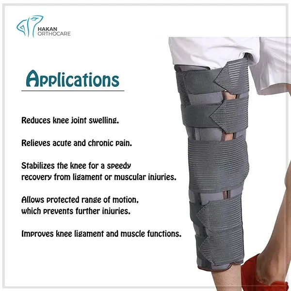 Long Knee Brace Straight Splint Post-Op Leg Immobilizer Sleeve Knee Pad Wrap Protector for Muscle & Ligament Support (Grey & Beige) (Small, 14.8-17.2 Inch)5