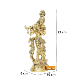 Lord Krishna Metal Statue, Krishna Murti Playing Flute for Temple Pooja, Decor Your Home
