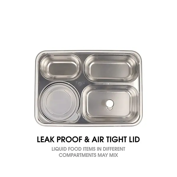 Lunch Box 4 Compartment Leak-Proof BPA Free Stainless Steel Blue 5
