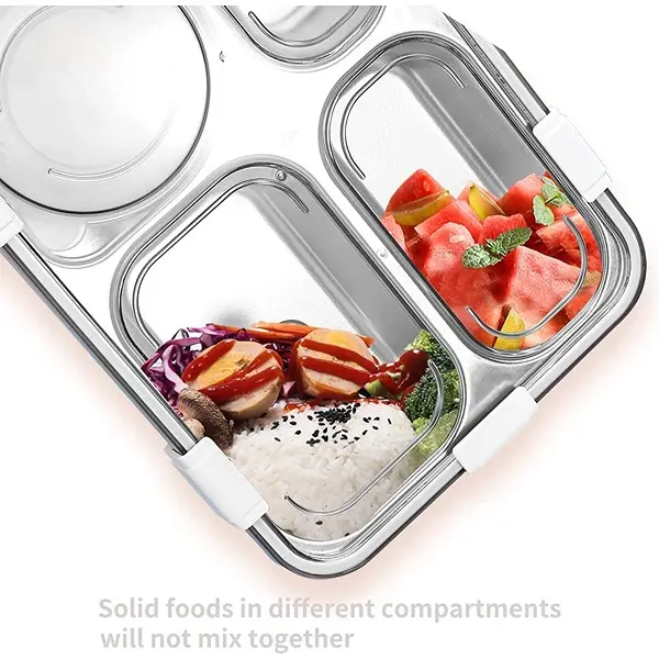 Lunch Box 4 Compartment Leak-Proof BPA Free Stainless Steel Blue 6