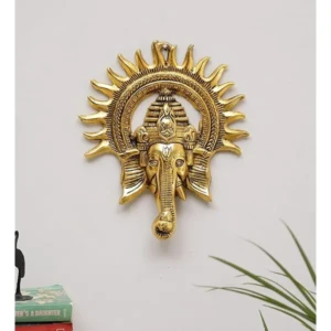 Metal Ganesha ji Ganpati Lord Ganesh Statue Idol - Wall Hanging Sculpture - Lucky Feng Shui Wall Decor 1 StoreEla.com