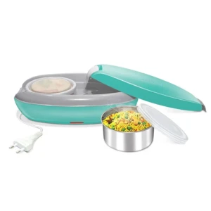 Milton Swiftron Stainless Steel Electric Lunch Box Set, 2 Containers, Aqua Green1