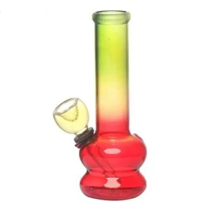Moksha Bongs 5.5 Inch Tall Glass Water Pipe Bong, Portable Hookah, Smoking Pipe (Rasta Color)1