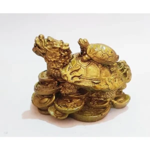 Money Vastu Fengshui Idols Collection Gold Feng Shui Dragon Turtle Tortoise Statue Figurine Coin Money Wealth Luck1 StoreEla.com