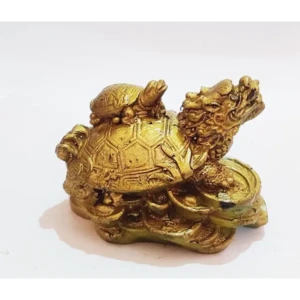 Money Vastu Fengshui Idols Collection Gold Feng Shui Dragon Turtle Tortoise Statue Figurine Coin Money Wealth Luck