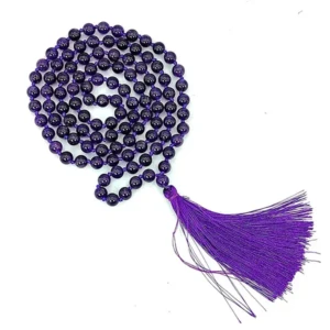Natural Amethyst Necklace Japamala 108 Beads for Reiki, Chakra, Crystal Healing, Meditation 1 StoreEla.com