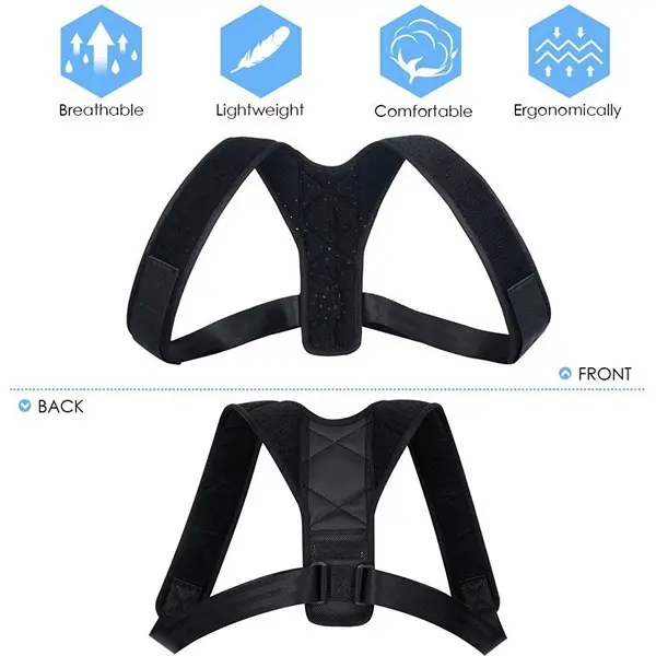Neoprene Adjustable Pain Relief Back Support Posture Corrector Belt for Men and Women Shoulder Support - Free-Size2