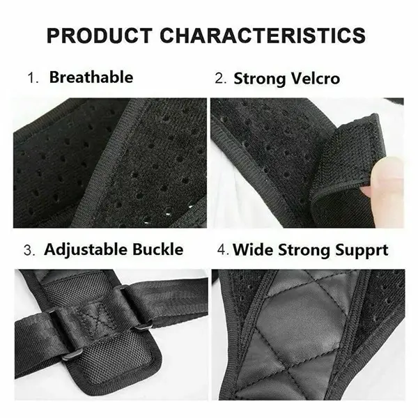 Neoprene Adjustable Pain Relief Back Support Posture Corrector Belt for Men and Women Shoulder Support - Free-Size3