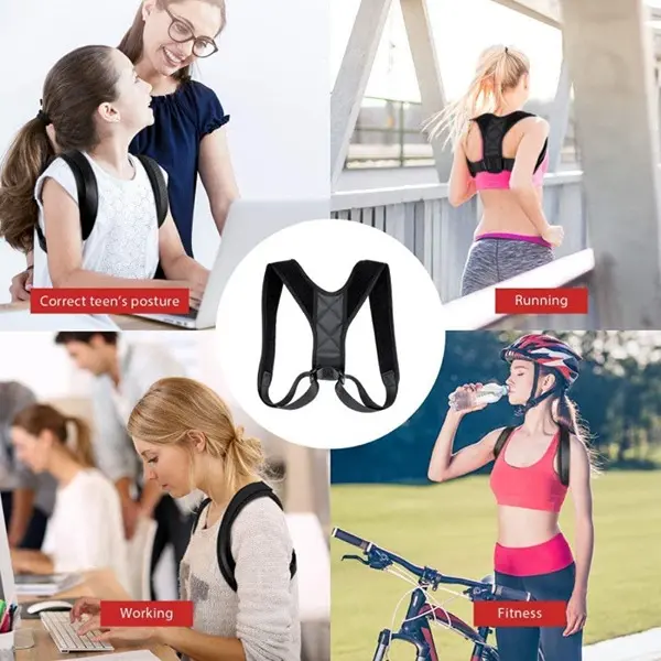 Neoprene Adjustable Pain Relief Back Support Posture Corrector Belt for Men and Women Shoulder Support - Free-Size4