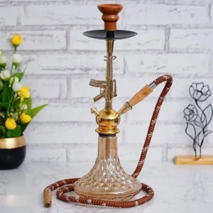 New Premium D Base Style Red Golden Gun Hookah Set (19 Inches)