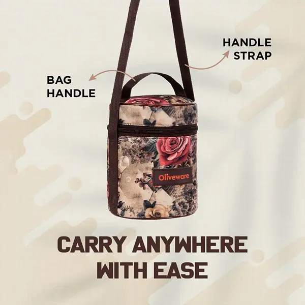 Oliveware Falcon Lunch Box Set of 3 Microwave Safe Containers Stainless Steel lunch Tiffin (Lite Brown) 7