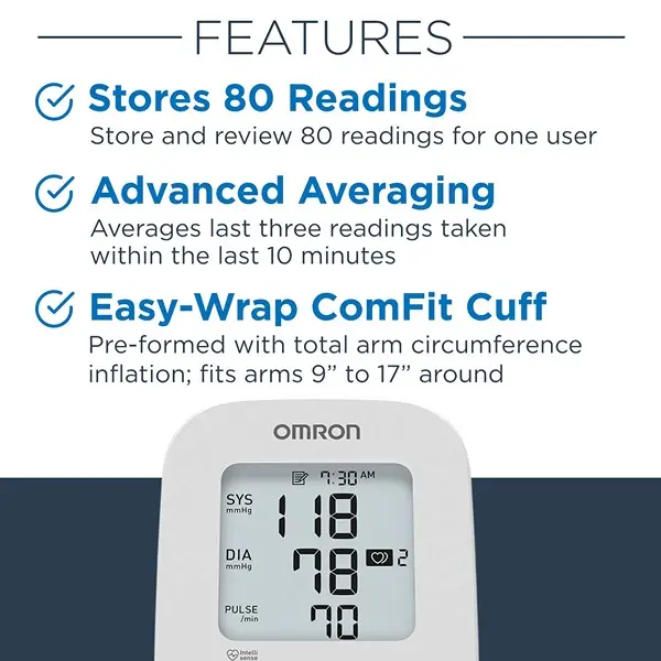 Omron Silver Blood Pressure Monitor, Upper Arm Cuff, Digital Bluetooth Blood Pressure Machine, Storesup To 80 Readings 3