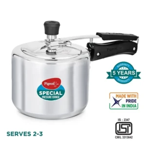 Pigeon 3 Litre Special Aluminium Inner Lid Non-Induction base Pressure Cooker (Silver)