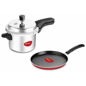 Pigeon Aluminum, Ceramic Induction Base 2-in-1 Junior Pack Starter Kit, Multicolor (Pressure Cooker,Tawa)