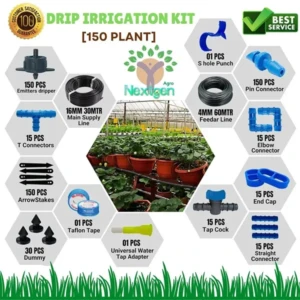Plants Drip Irrigation Kit Watering Pipe Kit Agriculture Water flow controlling drippers. (150 Plants Drip Kit)