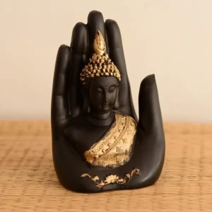 Polyresin Golden Handcrafted Palm Buddha Polyresin Showpiece 1