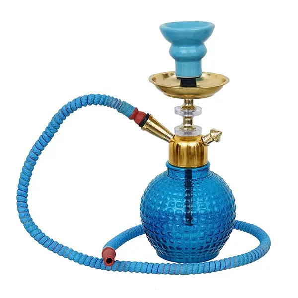 Premium Designer Sky Blue Bombino Style Hookah Set (12 Inches)2