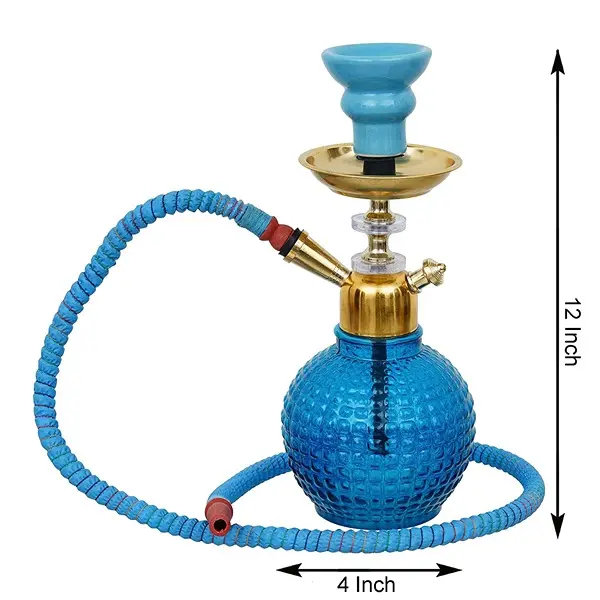 Premium Designer Sky Blue Bombino Style Hookah Set (12 Inches)3