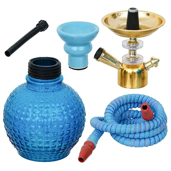 Premium Designer Sky Blue Bombino Style Hookah Set (12 Inches)4