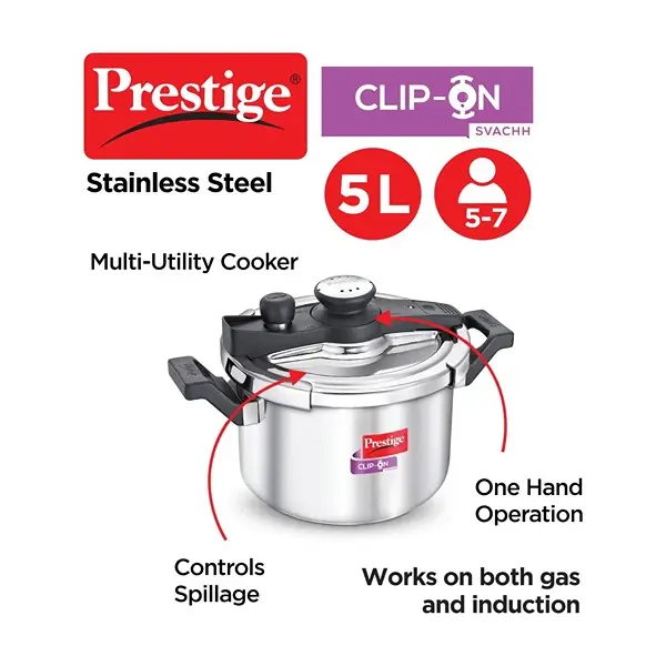 Prestige Svachh Clip-on 5 Litre Stainless Steel Pressure cooker2