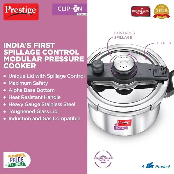 Prestige Svachh Clip-on 5 Litre Stainless Steel Pressure cooker3
