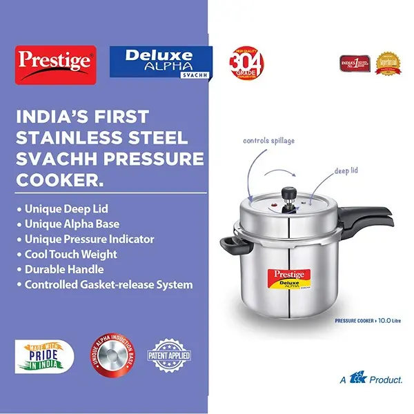 Prestige Svachh Deluxe Alpha 10 Litre Stainless Steel Pressure Cooker3