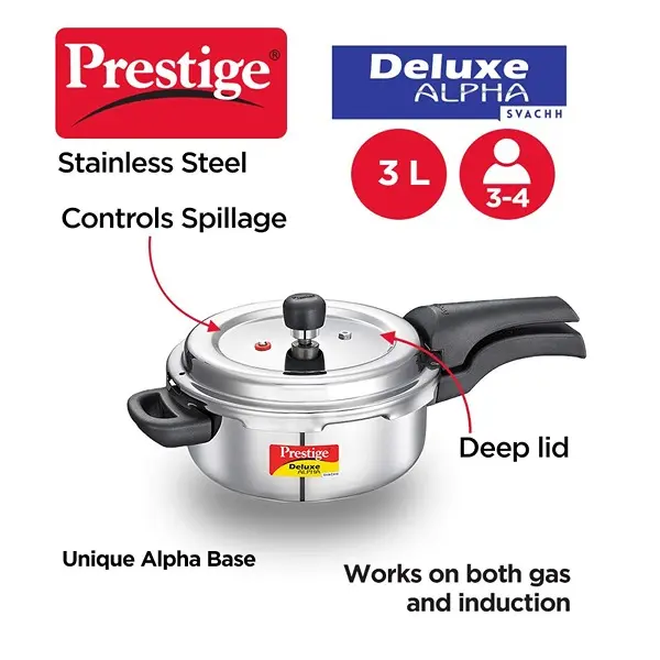 Prestige Svachh Deluxe Alpha 3.0 Litre Stainless Steel Pressure Cooker2