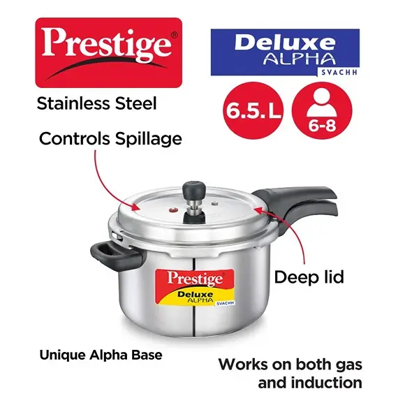 Prestige Svachh Deluxe Alpha 6.5 Litre Stainless Steel Pressure Cooker2