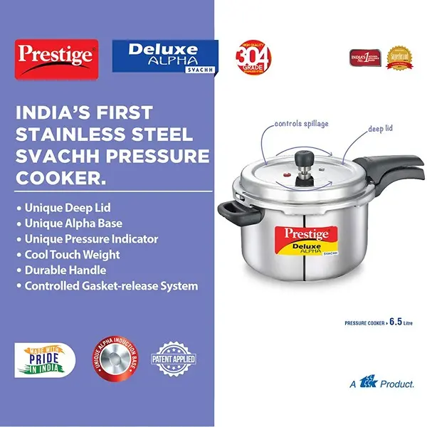 Prestige Svachh Deluxe Alpha 6.5 Litre Stainless Steel Pressure Cooker3