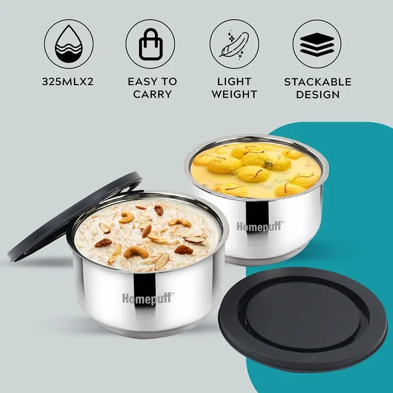 Set of 2 Stainless Steel Insulated Lunch Box for School and Office, Spill Proof Tiffin for Men & Women3