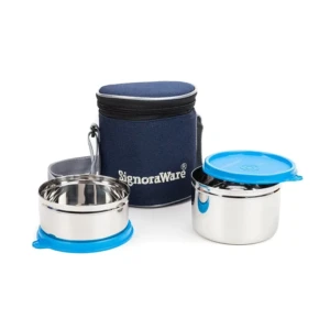 Signoraware Executive Stainless Steel Lunch Box Set, Set of 2, Blue1