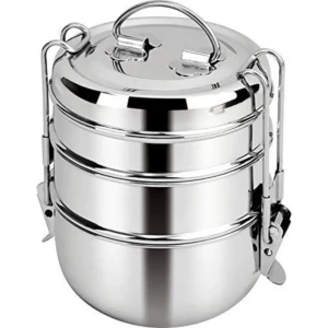 Stainless Steel Food Grade Lunch Box Traditional Tiffin Boxes for School Office (3 Tier)1
