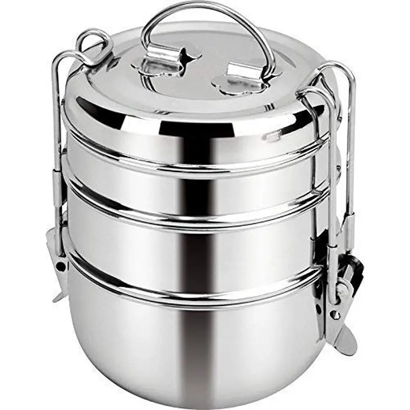 Stainless Steel Food Grade Lunch Box Traditional Tiffin Boxes for School Office (3 Tier)1