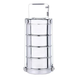 Stainless Steel Traditional Indian Tiffin Carrier l Lunch Boxes for School/Office/College (Stainless Steel, 4 Containers)