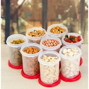 Tupperware MM Round 2 containers - 440 ml capacity - set of 8 pc - red seal1